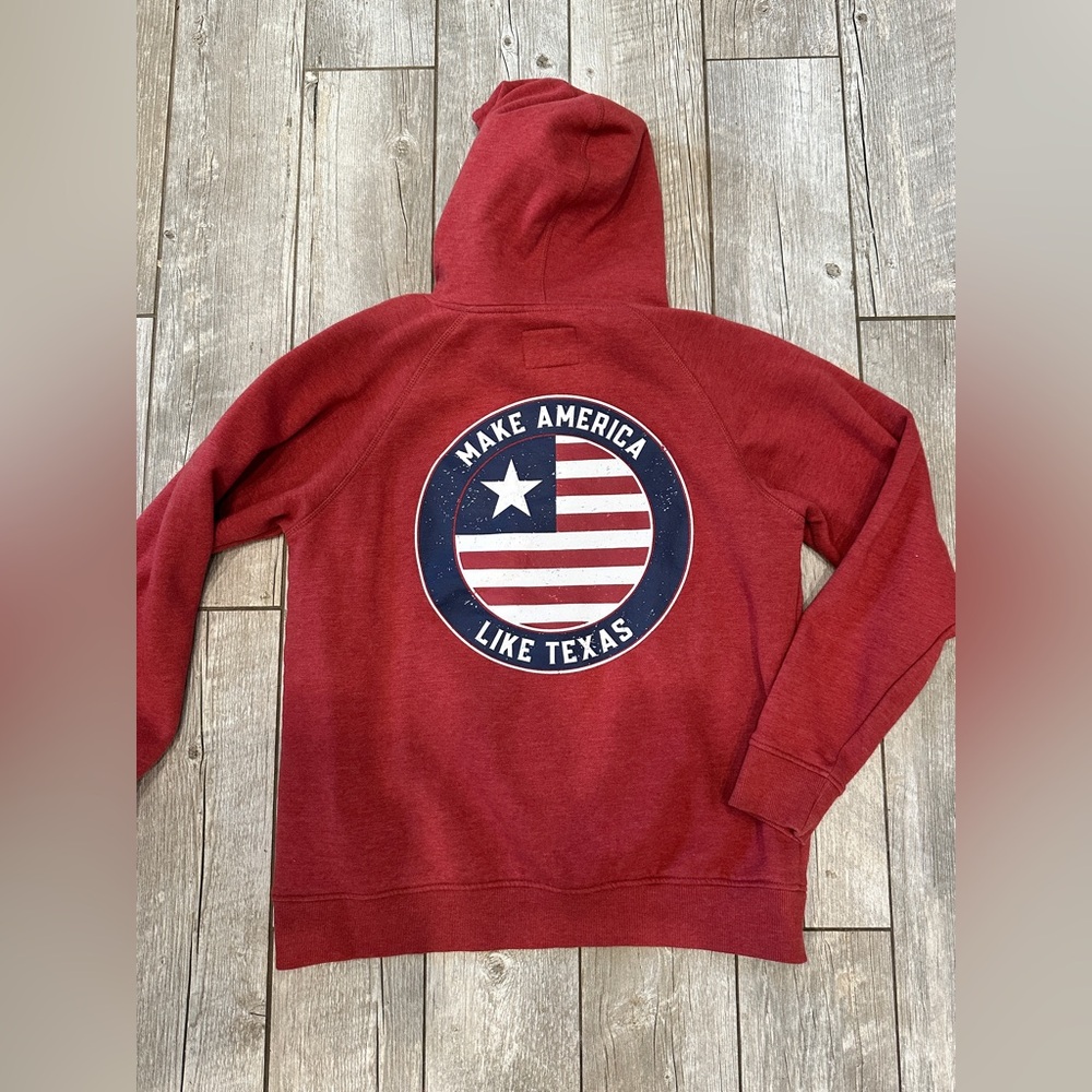 Burlebo NEW Make America Like Texas Sweatshirt Hoodie Red White Blue - Medium - Picture 2 of 4